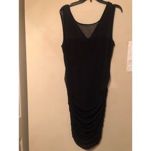 Torrid black scrunched back dress with mesh top